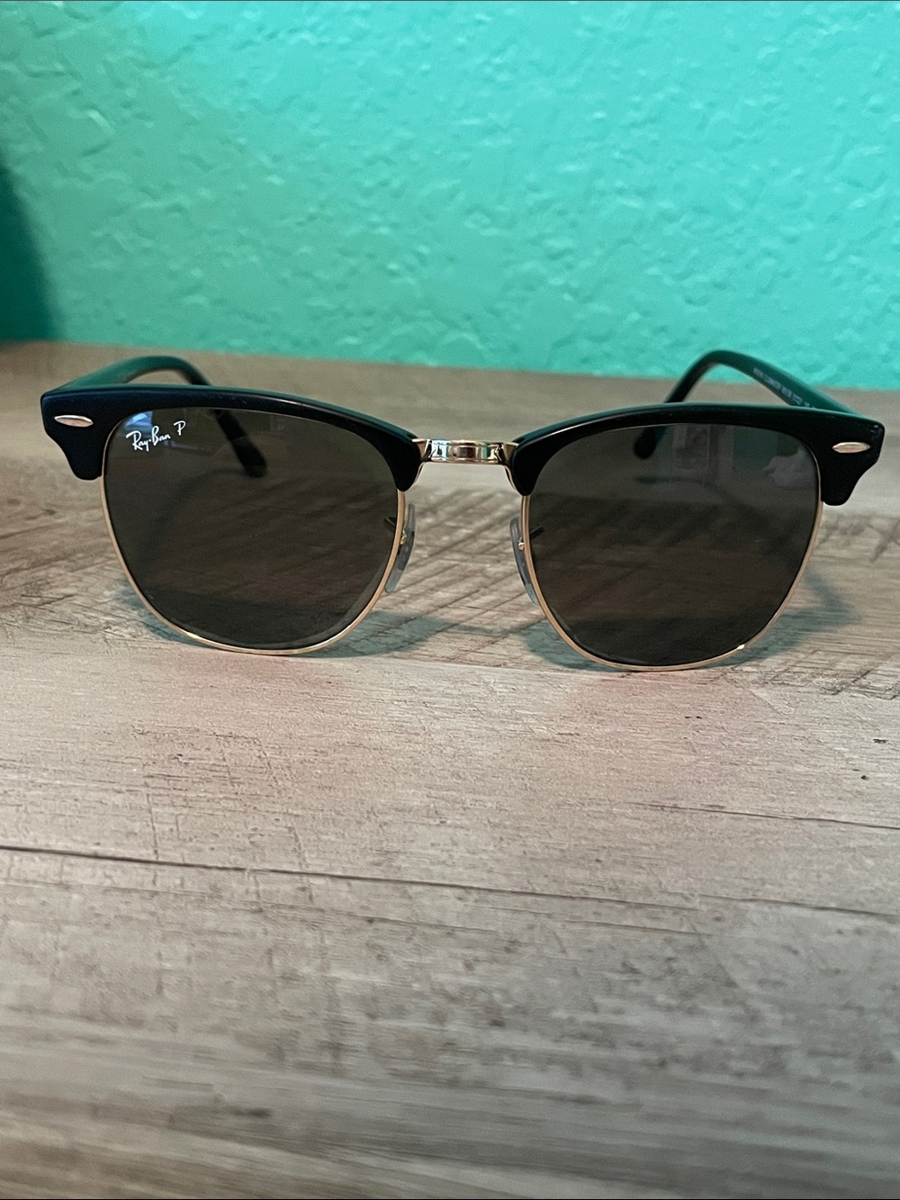 Ray-Ban Black and Gold Clubmaster Polarized Sunglasses for Women - Picture 5 of 9